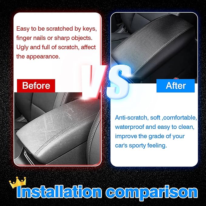 Autorder Center Console Cover for 2016-2019 2020 2021 Hyundai Tucson Accessories Carbon Fiber Armrest Cover Waterproof Anti-Scratch Center Console Armrest Protector Pad