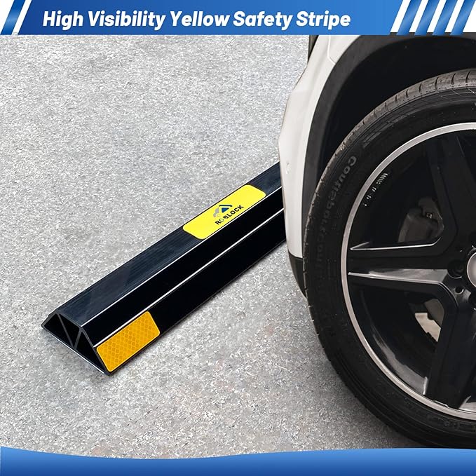 ROBLOCK 16" Heavy Duty Parking Aid with 1.8 Inch Higher Design, Car Parking Stopper for Garage 2 PCS, Parking Aids Protects Car, Parking Gadgets Easy to Install 2 Packs, 16" L x 3.7" W x 1.8" H
