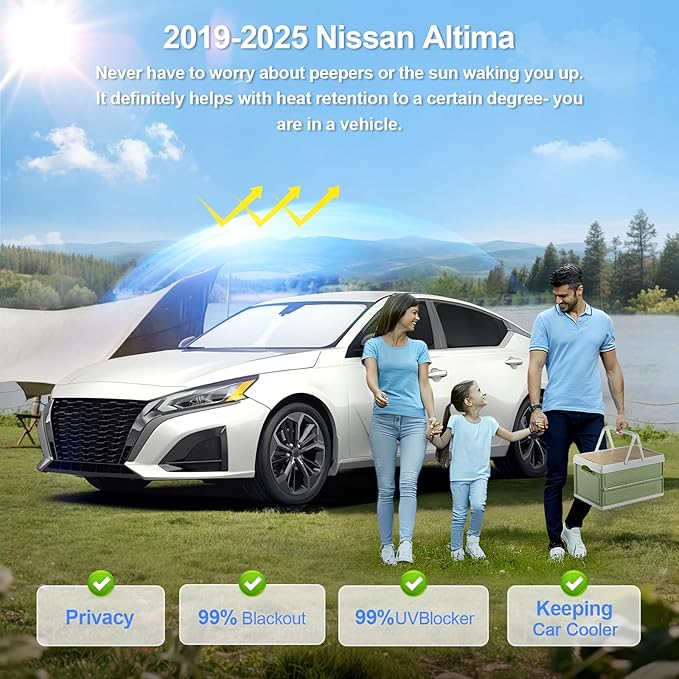 6pcs Car Window Shades for Nissan Altima 2019-2025 Accessories,Windshield Side Rear Full Sunshade,Sun Visor UV Blocking, Privacy Protection and Blackout for Camping Outdoor