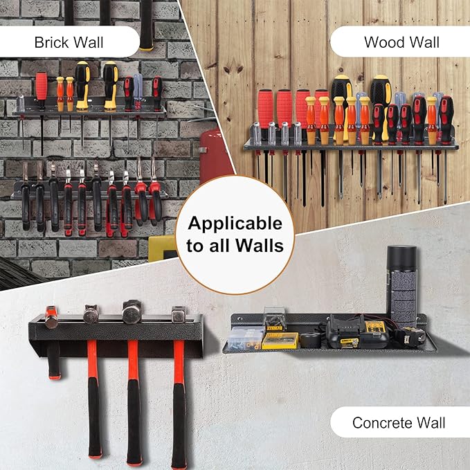 Screwdriver Organizer, Metal Plier Organizer Hammer Rack Screwdriver Holder Hand Tool Organizer and Storage Rack Wall Mount for Garage Workshop Workbench - 4 Pack