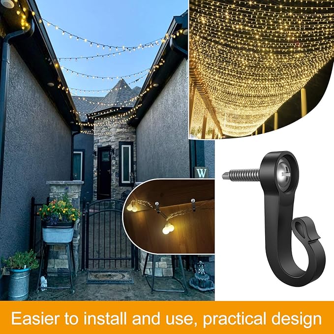 28-Pack Q-Hanger Hook for Indoor and Outdoor Christmas Lights, Garage, New Year Party - Home String Light Hangers With Screw