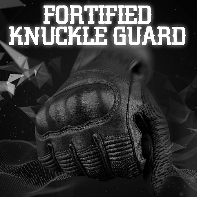 J.A.G. Motorcycle Gloves - Premium Leather Perforated Motorcycle Gloves for Men with Knuckle Protection | Touchscreen Motorbike Riding Gloves