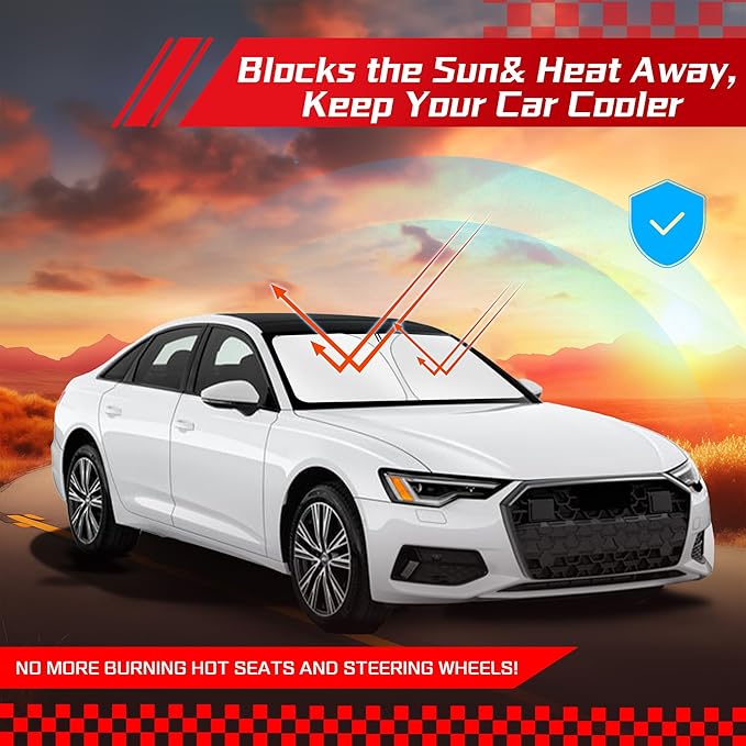 ARISMOTOR Windshield Sun Shade for Audi A6 2019-2025, Custom Fit Foldable Front Window Sunshade Sun Visor Protector, Block UV Rays Keep Your Car Cooler