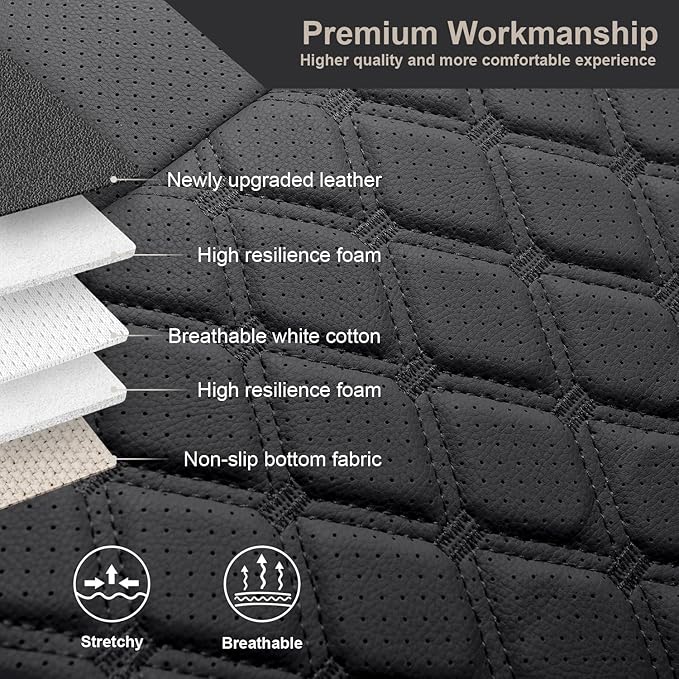 GIANT PANDA Customized Full Set Car Seat Covers for Jeep Wrangler 4 Door JK Unlimited Sahara Sport Rubicon X 2008 2009 2010, Faux Leather - (Black)