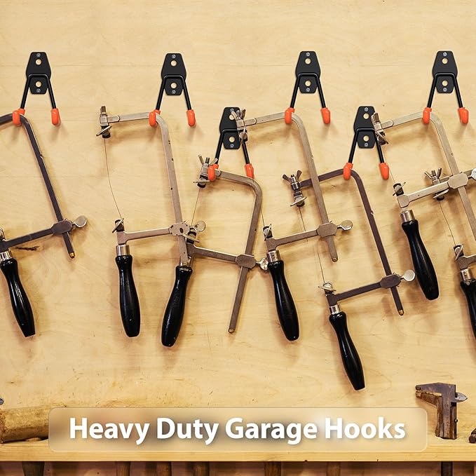 4 Pack 4.5x2.75 Inch Utility Steel Wall Mount Heavy Duty Garage Hooks with Anti-Slip Coating,Storage More Yard,Garden and Power Tools and for Hanging Hose,Ladder and Bike