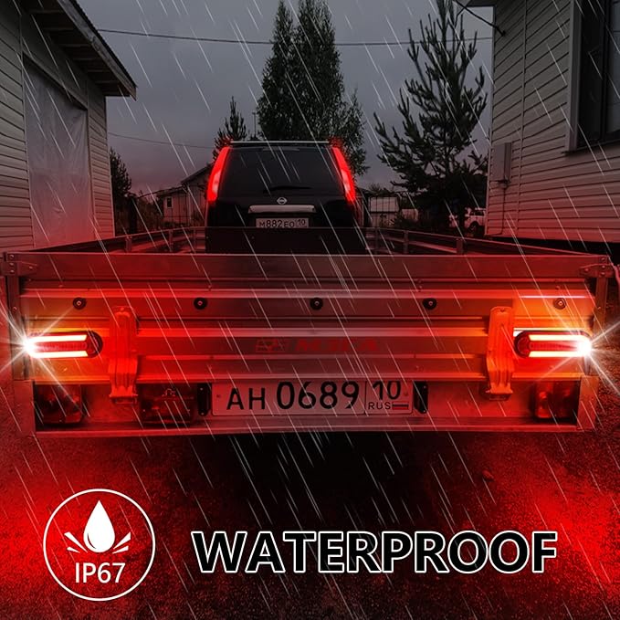 Agrieyes 6 Inch Oval LED Trailer Lights, Submersible Boat Trailer Light, with Brake, Turning Signal, Reverse Light, Backup Light, DOT Compliant