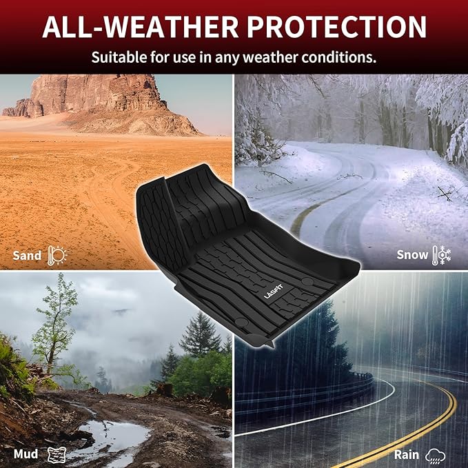 LASFIT Floor Mats Fit for Lincoln Continental 2020 2019 2018 2017, All Weather Floor Liner TPE Custom Fit Car Mats for Lincoln Continental 1st & 2nd Row Rubber Mats, Black,Tasteless