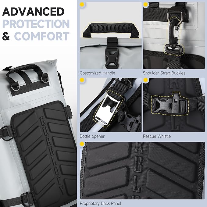 Motorcycle Tail Bag, 30L Waterproof Motorcycle Saddle Bag, 2 Size and 3 Color Options Luggage Bag, PVC Travel Bag, Rear Seat Bag, Stone Grey GT-30GRY