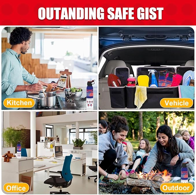 Fire Extinguisher for Home & Vehicle - 600g Fire Extinguisher | Grease & Electrical Fire Extinguisher for Kitchen, Car, Portable (6-Pack)
