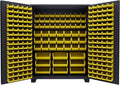 Jamco Tool Storage Cabinets with Bin Mounts, Model DE, Includes 230 Bins, 60-Inch W x 24-Inch D x 78-Inch H, Yellow Bins