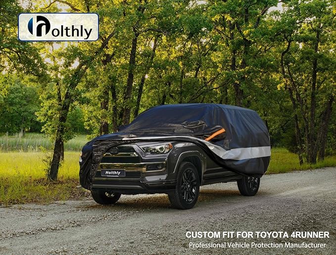 10 Layers SUV Car Cover Custom Fit for Toyota 4Runner (2002-2024) Waterproof All Weather for Automobiles, Outdoor Full Cover Sun UV Rain Protection.Black