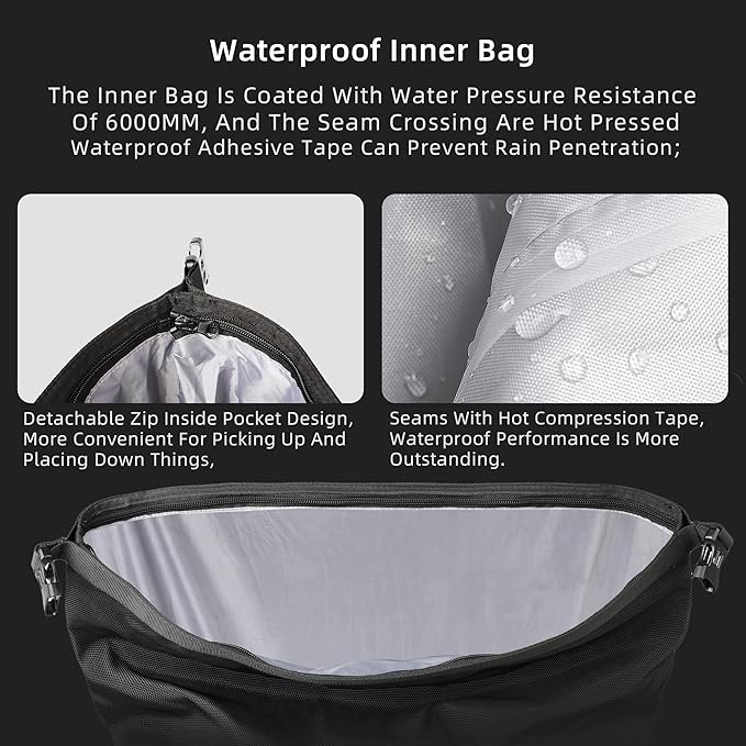Rhinowalk Motorcycle Saddlebags Waterproof 25L Saddle Bag Quick Release side bag Fits Most Adventure and Sports Bike Motorcycle Racks,1 pack