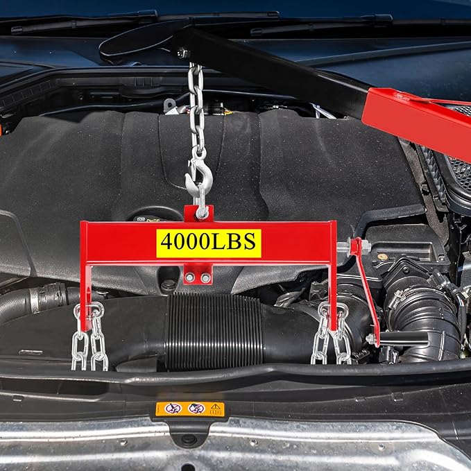 4000lbs 2 Ton Load Lever Engine Hoist Crane Cherry Picker Lift Tool Heavy Duty, Red (Load Leveler)