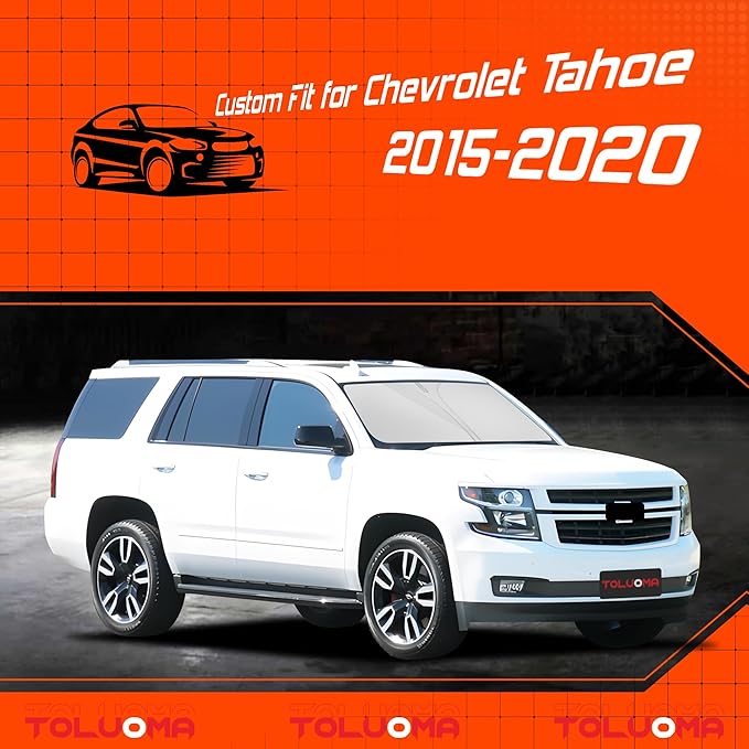 Custom Fit Windshield Sun Shade for Tahoe 2015-2020 - Full Coverage, 210T Reflective Fabric, Double-Layer Design - Blocks 99% UV Rays, Keeps Car Cool, Easy to Install and Store