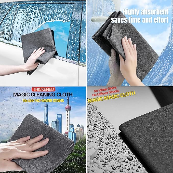 FETNHU Non-Woven - Super Absorbent 11.8" x 11.8" Lint-Free Cleaner, Reusable Thickened Magic Cleaning Cloth, Multipurpose Magic Cloths for Cleaning Glass, Cars, Kitchen, Window, Mirrors (10PCS-Gray)