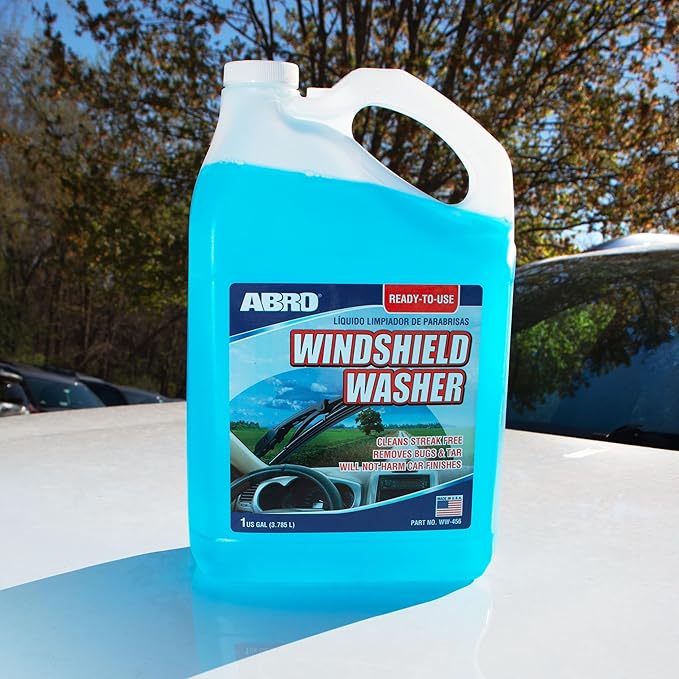 ABRO Windshield Washer Fluid Ready to Use Formula - 1 Gallon, Pre-Mixed, Streak-Free Cleanliness, 2-In-1 Removes Bugs & Tar