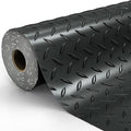 8.2x21 FT Garage Floor Mat, 2.8mm Thickened Diamond Plate PVC Garage Flooring Roll for Under Car Parking, Heavy Duty Garage Floor Protector 168SQFT for Garage, RV Trailer, Basement, Black