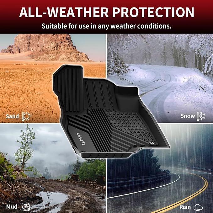 LASFIT Floor Mats for Acura RDX (2019-2025) All Weather Floor Liner TPE Custom Fit 1st & 2nd Row Rubber Car Mats for Acura RDX Automotive Accessories, Black, Tasteless, Durable and Easy to Clean