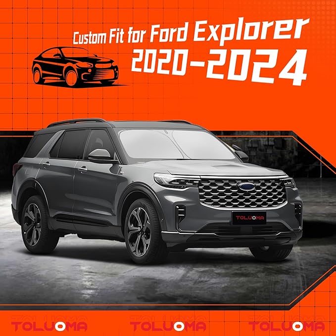Custom Fit Windshield Sun Shade for Ford Explorer 2020-2025 - Full Coverage, 210T Reflective Fabric, Double-Layer Design - Blocks 99% UV Rays, Keeps Car Cool, Easy to Install and Store