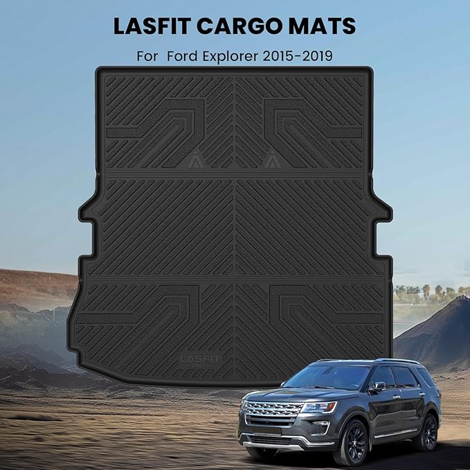 LASFIT Trunk & Backrest Mat for Ford Explorer 2015-2019, Custom Fit All Weather Protector TPE One-Piece Design Easy Installation Trunk with Seatback Mat, 1pc Black