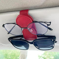 KIWEN Sunglasses Holder for Car Visor, Magnetic Leather Sunglass Eyeglass Hanger Clip for Car Sun Visor Accessories (1, Red)