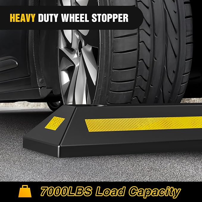 Nilight Parking Curb - Heavy Duty Rubber Garage Driveway Car Wheel Stopper Parking Aid Block Gadgets, 2-Pack