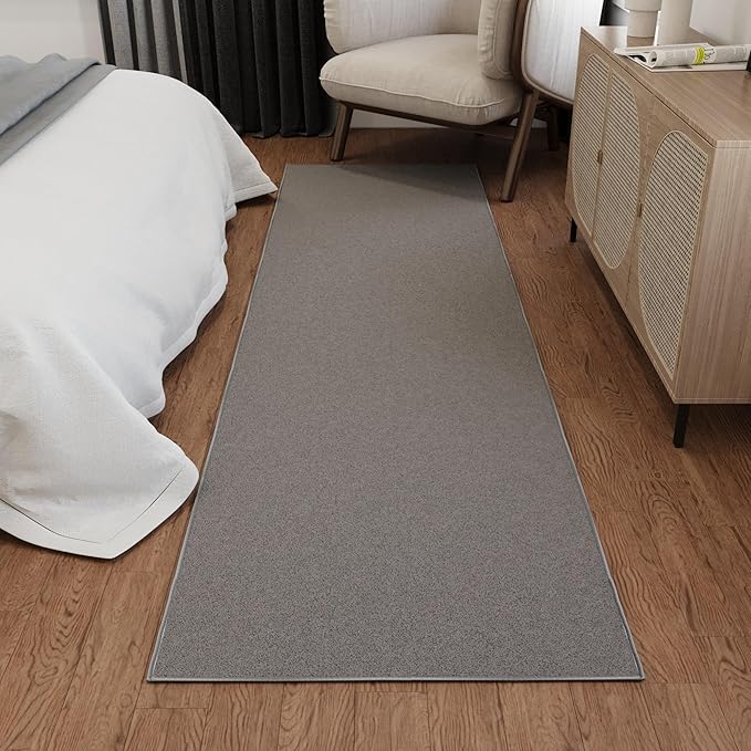 Ottomanson Hallway Runner Rug 2'7" x 9'10" Non Slip Solid Area Rugs Easy to Clean Laundry Rug Runner Durable & Pet Friendly Floor Carpet Runners for Hallways Entryway Living Room Kitchen, Gray