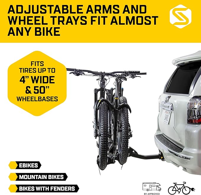 Saris SuperClamp G3 2-Bike HD Hitch Rack – Lightweight Platform Bike Carrier for Car, SUV, Truck – Tilting Design, Secure Wheel Clamping, Fits Road, Mountain, E-Bikes – 2" Hitch Receiver