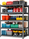 78" H Garage Shelving 5-Tier Storage Shelves Metal Shelving Units Adjustable Storage Shelves Heavy Duty for Basement, Commercial, Warehouse, Industrial, Black