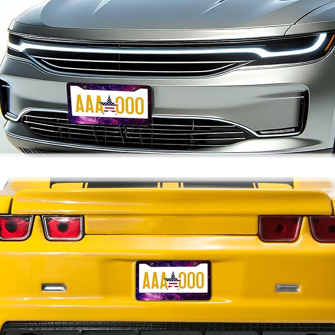 License Plate Frames Multicolor License Plate Cover Beautiful Galaxy Space Universal Aluminum Car Accessory 2 Pack with Screw Covers Set
