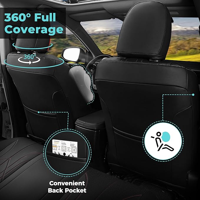 for Toyota RAV4 Seat Covers 2013 2014 2015 2016 2017 2018 RAV 4 XLE SE Limited Platinum Adventure (not for LE&Hybrid) - Custom Leather Car Seat Covers Full Set - BlackRed