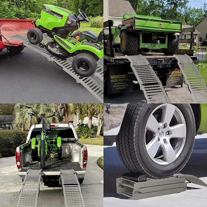 77.2" L x 9.8" W Truck Ramps,1212 Lbs Loading Ramps for Pickup Trucks,Steel Folding Ramps for Lawn Mower,Motorcycle Ramp,ATV/UTV,Snow Blower,Dirt Bikes,Carts,Trailers(1 pc)