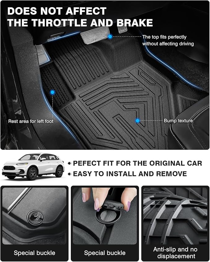 Powerty Floor Mats & Cargo Liner for 2023 2024 2025 Honda HRV HR-V Accessories Floor Mats 2 Row Liner Set All Weather TPE 3D Floor Liners&Rear Cargo Mat