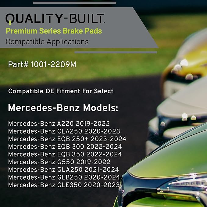 Premium Semi-Metallic Front Brake Pads (1001-2209M) Compatible with 2019-2024 Mercedes-Benz (A220/CLA250/EQB 250+/EQB 300/EQB 350/G550/GLA250/GLB250/GLE350)