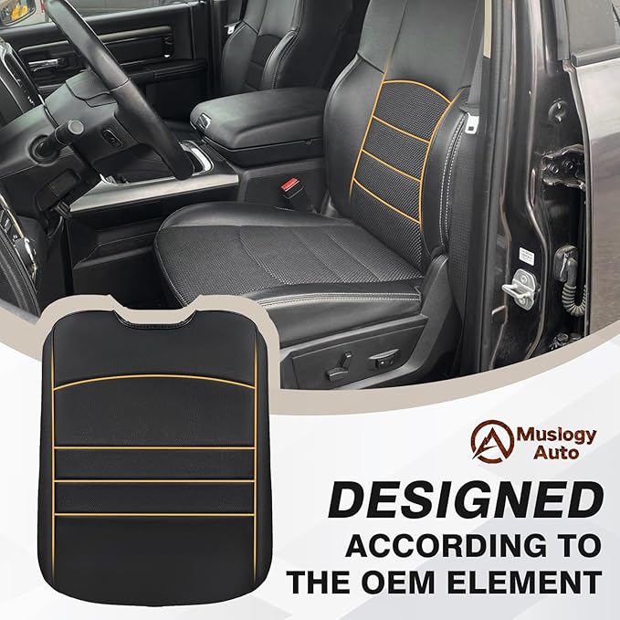 Muslogy Center Console Armrest Cover Compatible with Dodge Ram1500/2500/3500 2013-2018 Comfort Armrest Pad Arm Rest Cushion Vegan Leather Protector Regular Thick(Bucket Seat ONLY)
