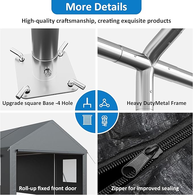 Polar Aurora 13x25 FT Carport, Carport Canopy, Heavy Duty Car Port with 2 Side-Opening Door & Roll-Up Windows, Portable Garage for Car, Truck, Boat, Motorcycle