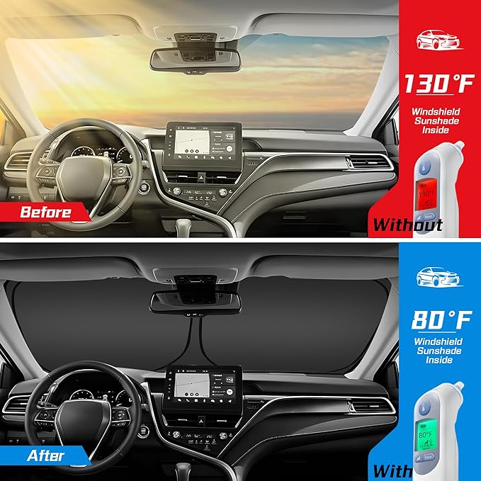 ARISMOTOR Windshield Sun Shade for H-yundai Sonata 2020-2026/Kia K5 2021-2026, Custom Fit Foldable Front Window Sunshade Sun Visor Protector, Block UV Rays Keep Your Car Cooler