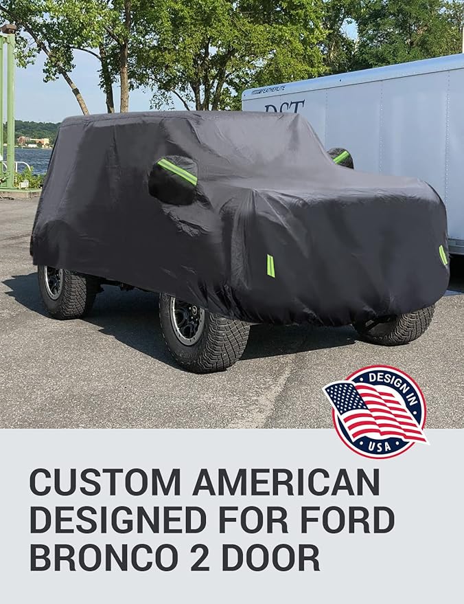 Proadsy Upgrade Car Cover Compatible with Ford Bronco 2 Door 2021-2024 2025 Windproof All Weather Waterproof Sun Rain UV Dust Snow Protection Outdoor Covers