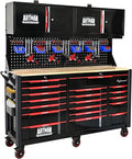 72-Inch Garage Cabinets and Storage System with 19 Drawers Rolling Tool Chest Large Mobile Workbench Heavy Duty Wood Top Tool Cart on Wheels for Garage, Workshop, Warehouse, Laboratory