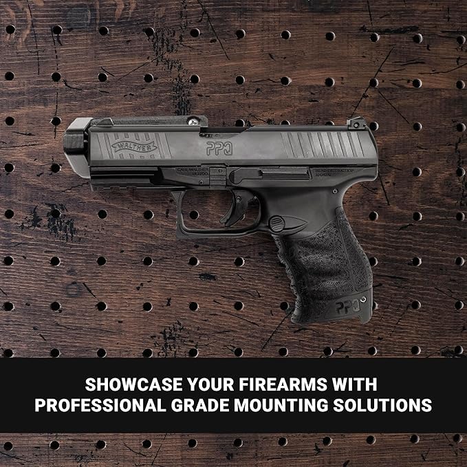 Spartan Mounts Universal Pistol Revolver Wall Mount | Display Hook Adapter Bore Mount Storage System for Gun Airsoft Pistol Revolver (10mm/.40/.45)