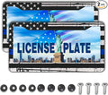 License Plate Frames Black, White, and Blue License Plate Frame American Flag USA Flags Universal Aluminum Car Accessory 2 Pack with Screw Covers Set