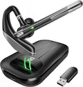 Bluetooth Headset V5.3, 96H Talktime, Wireless Earpiece with 1000mAh Charging Case, Bluetooth Headphones with Dual-Mic for Computer Cell Phones Trucker Home Office Work (Gray)