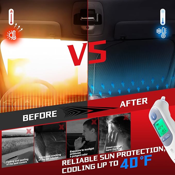 Windshield Sun Shade for 2016-2025 Volvo XC90 Foldable Sun Sunshade for Car Front Window Blocks UV Rays and Heat Automotive Interior Protector Custom Fit Accessories