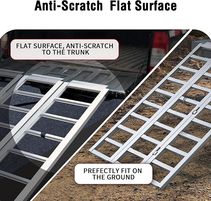 Rockland Tri-Fold Aluminum Loading Ramp, 69'' x 45'', 1500 LBS Loading Capacity, Portable Ramp for Motorcycles, Ebikes and ATVs, with 2 Safety Straps Included