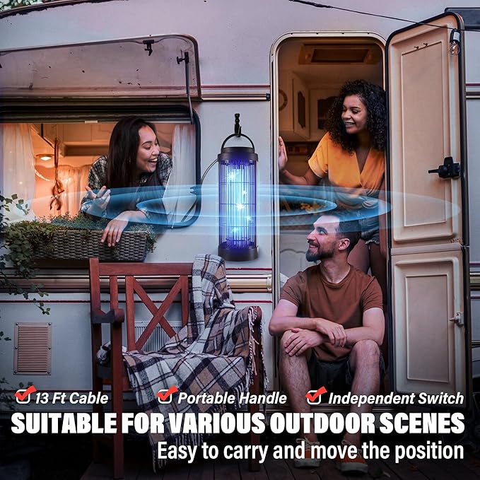 Powerful Bug Zapper Outdoor for 5000 Sq.Ft. with 13FT Power Cord, 3600V Instant Killing Grid Removable Hanging High Power Outdoor Mosquito Killer, Fly Trap Lamps for Garage Farm Home