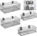 Barydat 4 Pcs Slatwall Basket Set Ventilated Metal Slatwall Basket Hanging Wire Bins Wall Mounted Accessories for Panel Garage Storage Display Organizing(Multi Size,Gray)