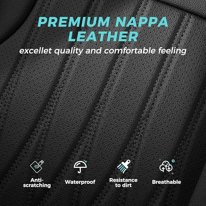 Seat Covers for Honda CRV 2017-2022 EX/EXL/LX/Sport/Touring/Special Edition, Hybrid & Gas,1:1 Custom Fit Leather Seat Covers Full Set - Black