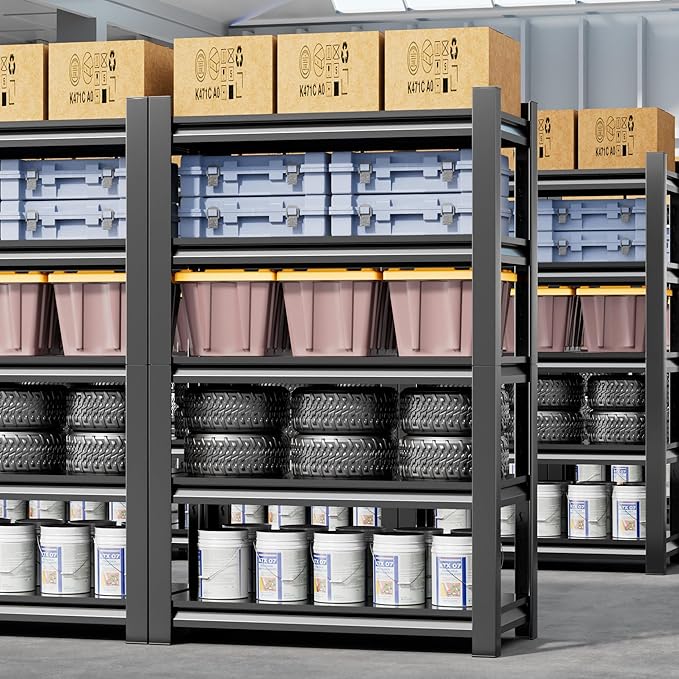 2 Sets Garage Shelving Unit 24" D x 48" W x 72" H Heavy Duty Storage Shelves Easy Assembly 5 Tier Adjustable Metal Shelving Utility Shelf Rack Garage Storage Organizer for Basement, Warehouse