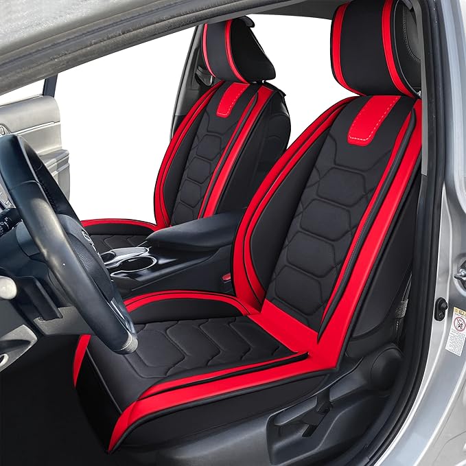 OASIS AUTO Custom Fit Seat Covers for 2012-2025 Toyota Camry, Waterproof Faux Leather Seat Protector Cushion Camry Car Accessories (Full Set, Red)