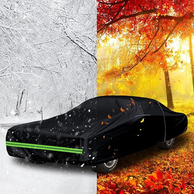 Waterproof Car Cover Compatible with Chevrolet Monte Carlo LS/SS 1978-1988, 210T All Weather Classic Car Covers with Zipper Door & Lock for Snow Rain Protection